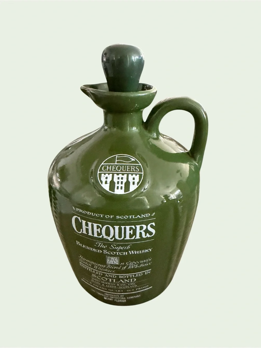 Vintage Chequers Blended Scotch Whiskey Stoneware Jug